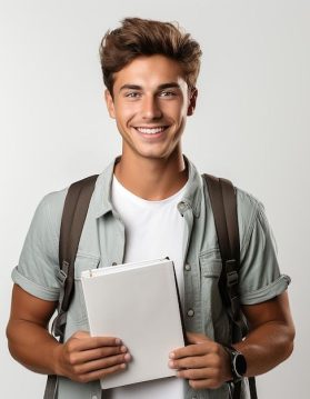 Student young man photo with white background _ Premium AI-generated image